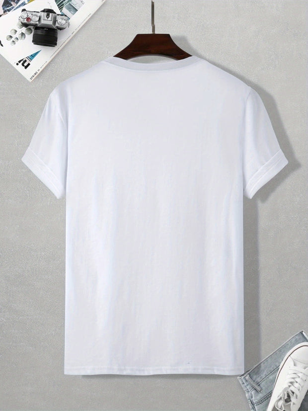 Letter RESPECT Pattern Printed Men's T-shirt, Patterned T-shirt Men's Summer Clothing, Men's Clothing