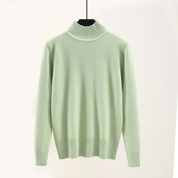 Outer Wear Half High Neck Loose Sweater Women Thicken Plus Size