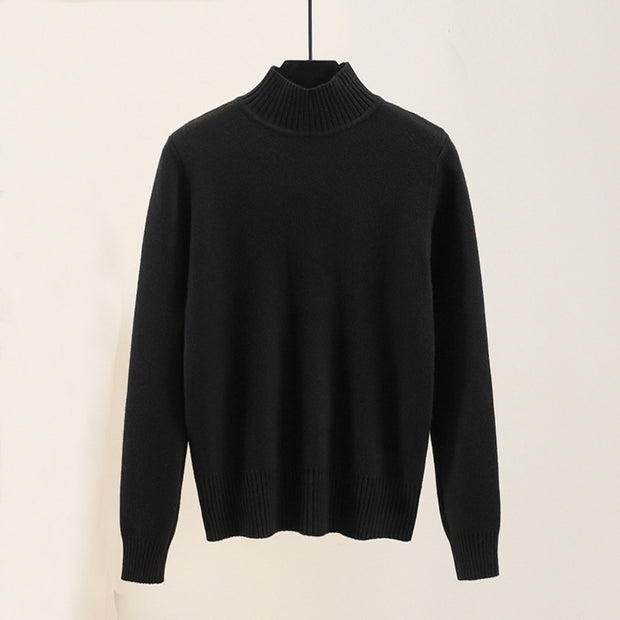 Outer Wear Half High Neck Loose Sweater Women Thicken Plus Size