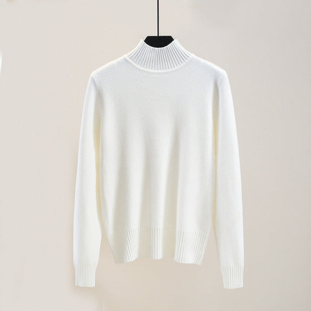 Outer Wear Half High Neck Loose Sweater Women Thicken Plus Size
